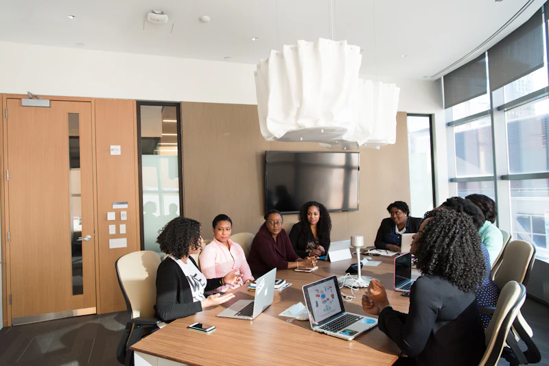 A team meeting around a large table